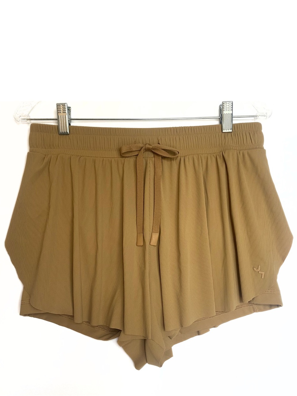 JoyLab Women's Double Layer Run Shorts Tan Flowy Butterfly Pockets Skort S M